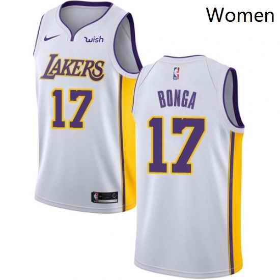 Womens Nike Los Angeles Lakers 17 Isaac Bonga Swingman White NBA Jersey Association Edition